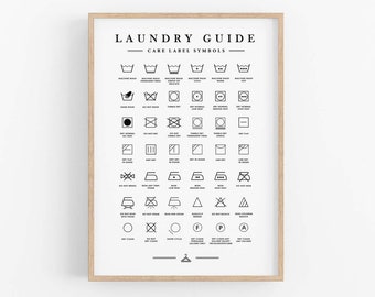 Laundry Print, Laundry Room Symbols, Laundry Printable Art, Care Label Guide, Laundry Room Wall Decor, Digital Print, Digital Download