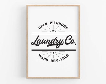 Laundry Room Sign | Retro Laundry Art | Laundry Print Wall Art | Vintage Mid Century Sign | Digital Print Poster | Instant Digital Download