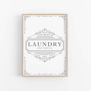 Laundry Room Sign, Vintage Laundry Art | Laundry Print Wall Art | Antique Rustic Farmhouse | Digital Print Poster | Instant Digital Download