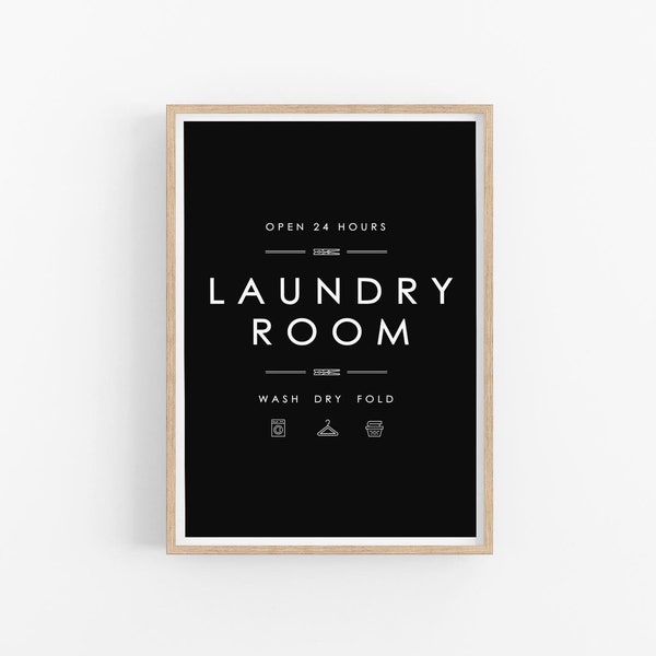 Laundry Room Sign, Laundry Printable Art, Laundry Wall Decor, Laundry Wall Decor, Black and White, Digital Print Poster, Digital Download