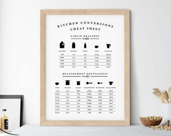 Kitchen Conversion Chart, Kitchen Printable, Kitchen Prints, Cooking Measurement Guide, Kitchen Sign, Wall Decor, Instant Digital Download