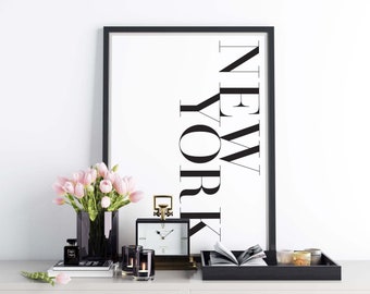 New York Zeichen | Stadt Wort Poster | Mode NYC Poster | Druckbare Wandkunst | Reise-Wand-Dekor | Druckbare Kunst | Sofortiger digitaler Download