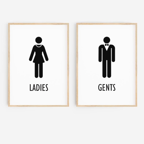 Ladies and Gents Restroom Sign | Bathroom art | Bathroom Decor | Duo Set Print Wall Art | Typography Print Poster | Instant Digital Download