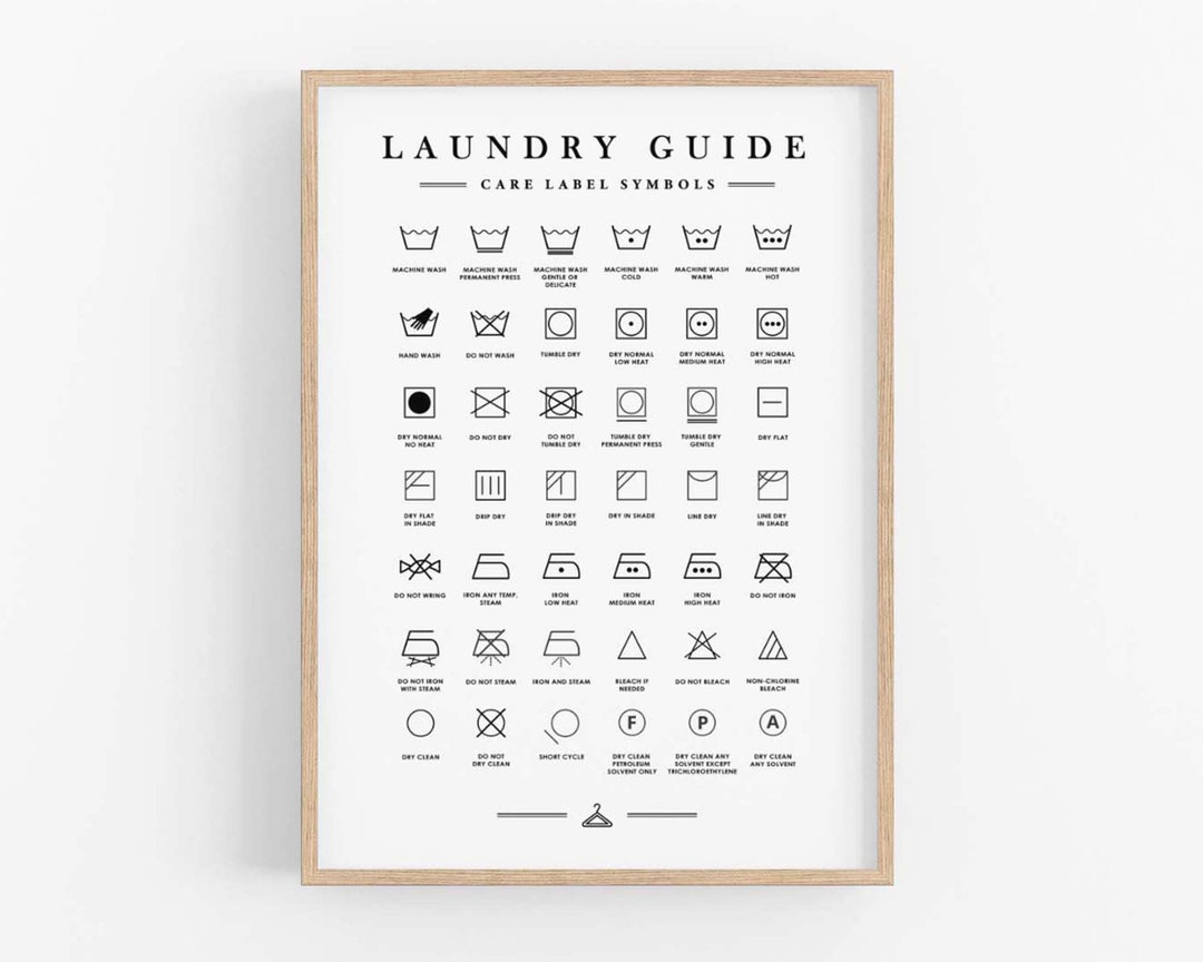 Laundry Print, Laundry Room Symbols, Laundry Printable Art, Care Label ...