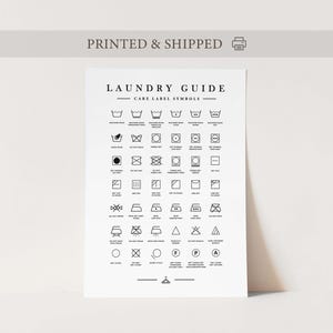 Laundry Symbol Poster, Laundry Care Label Print, Clothing Care Symbol Guide, Laundry Sign, Laundry Washing Symbols, Wash Care Symbols