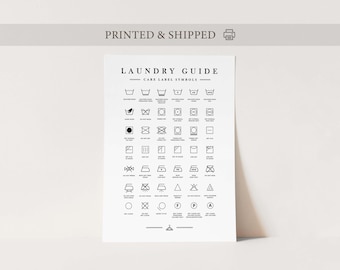 Póster con símbolos de lavandería, Etiqueta impresa para el cuidado de la ropa, Guía de símbolos para el cuidado de la ropa, Letrero de lavandería, Símbolos de lavado de ropa, Símbolos de cuidado de la ropa
