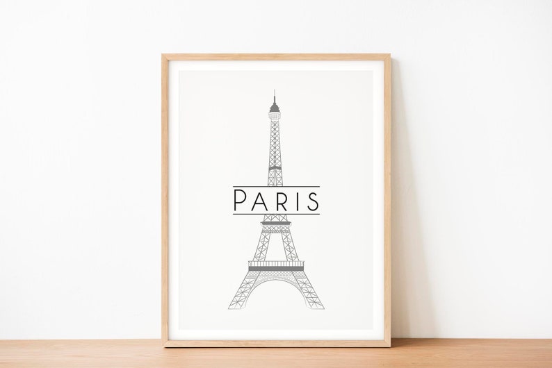 Paris Print Black and White Word Poster Effiel Tower - Etsy
