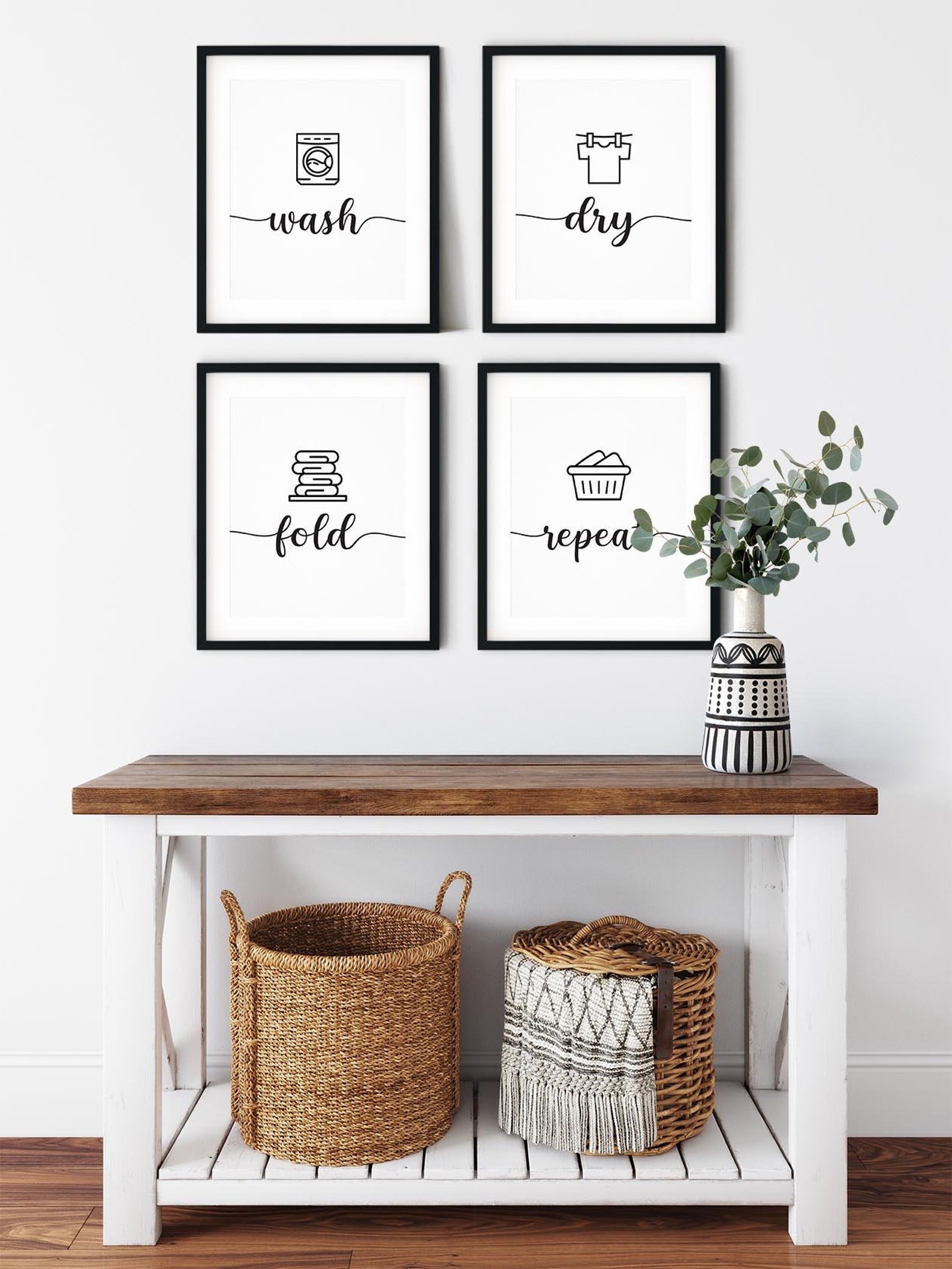 Wash Dry Fold Repeat Sign, Laundry Wall Art, Laundry Room Decor ...