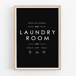 Laundry Room Sign, Laundry Printable Art, Laundry Wall Decor, Laundry Wall Decor, Black and White, Digital Print Poster, Digital Download