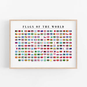 Vlaggen van de wereld, poster wereldvlaggen, internationale landvlaggen, nationale vlaggen, poster kindervlaggen, educatieve kaart, kunst aan de muur klaslokaal
