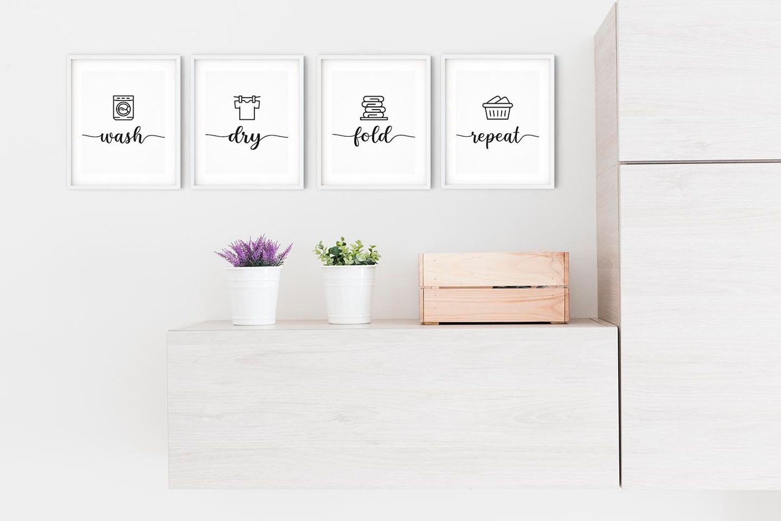 Wash Dry Fold Repeat Sign, Laundry Wall Art, Laundry Room Decor ...