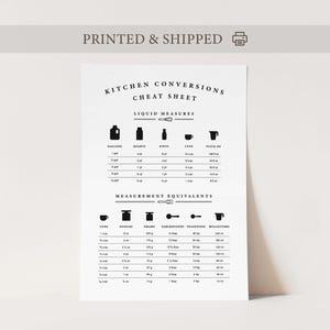 Köksomvandlingstabell Poster, Köksmåtttryck, Matlagningsmåtttryck, Kökstabell, Matlagningsguide, Bakningsomvandlingstabell