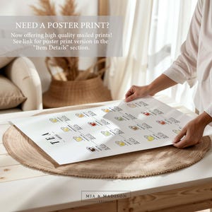 May include: A white poster with a black and white illustration of different types of tea. The poster has the title "TEA - guide" and the text "MIA & MADISON - STUDIOS".