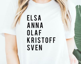 Frozen Characters svg png, Frozen Shirt Design, Elsa, Anna, Olaf, Passende Familie, Geburtstag, Urlaub, Erste Reise, Kinder T-Shirt Design, WallArt
