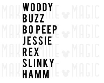 Toy Story Characters svg png, Toy Story shirt design, Woody, Buzz, Matching Family, Birthday, Vacation, First trip, Kid's tee design, Art