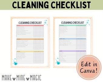 Cleaning Schedule, Editable Cleaning Checklist, Cleaning Planner, Cleaning Routine, Weekly Cleaning Schedule, House Chore List, Printable