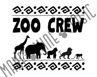 Zoo Crew PNG SVG, Animals, Animal Kingdom, Sublimation, Family Zoo, Family Vacation, Matching, School Field Trip, Class, Teacher, Cricut cut