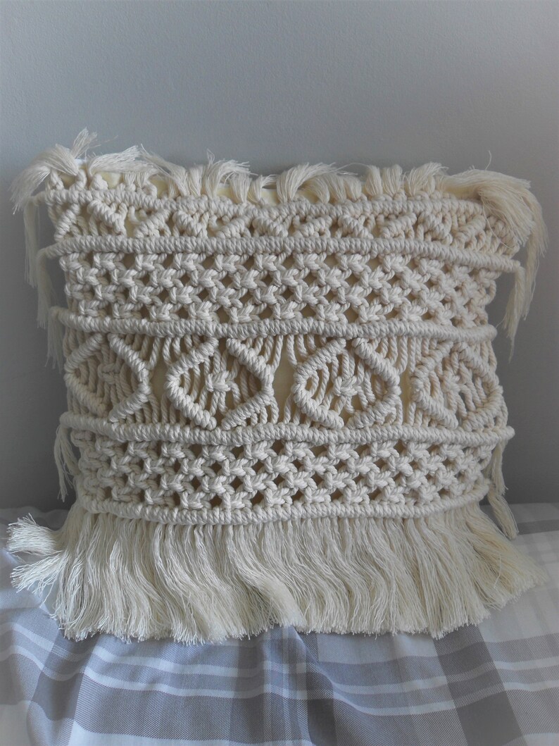 Handmade Macrame Cushion Cover Pattern work and soft warm Etsy
