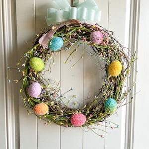 Spring Door Wreath - Pastel Easter Wreath - Pastel Egg Easter Themed Wreath