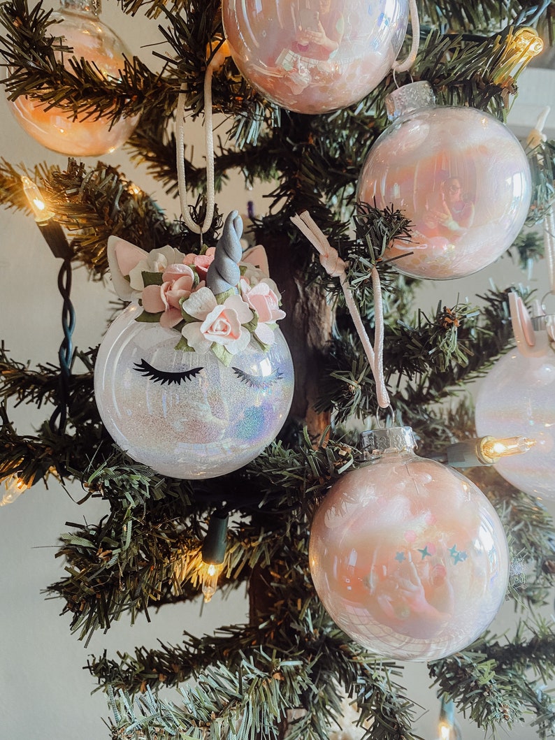 Handmade Unicorn Christmas Tree Ornament With Pink Flower Etsy