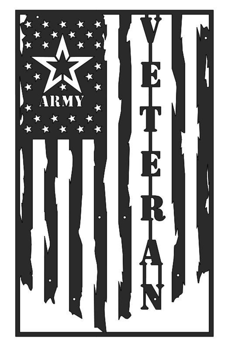 US Army Veteran Tattered Flag DXF Clean for Plasma Cutting | Etsy