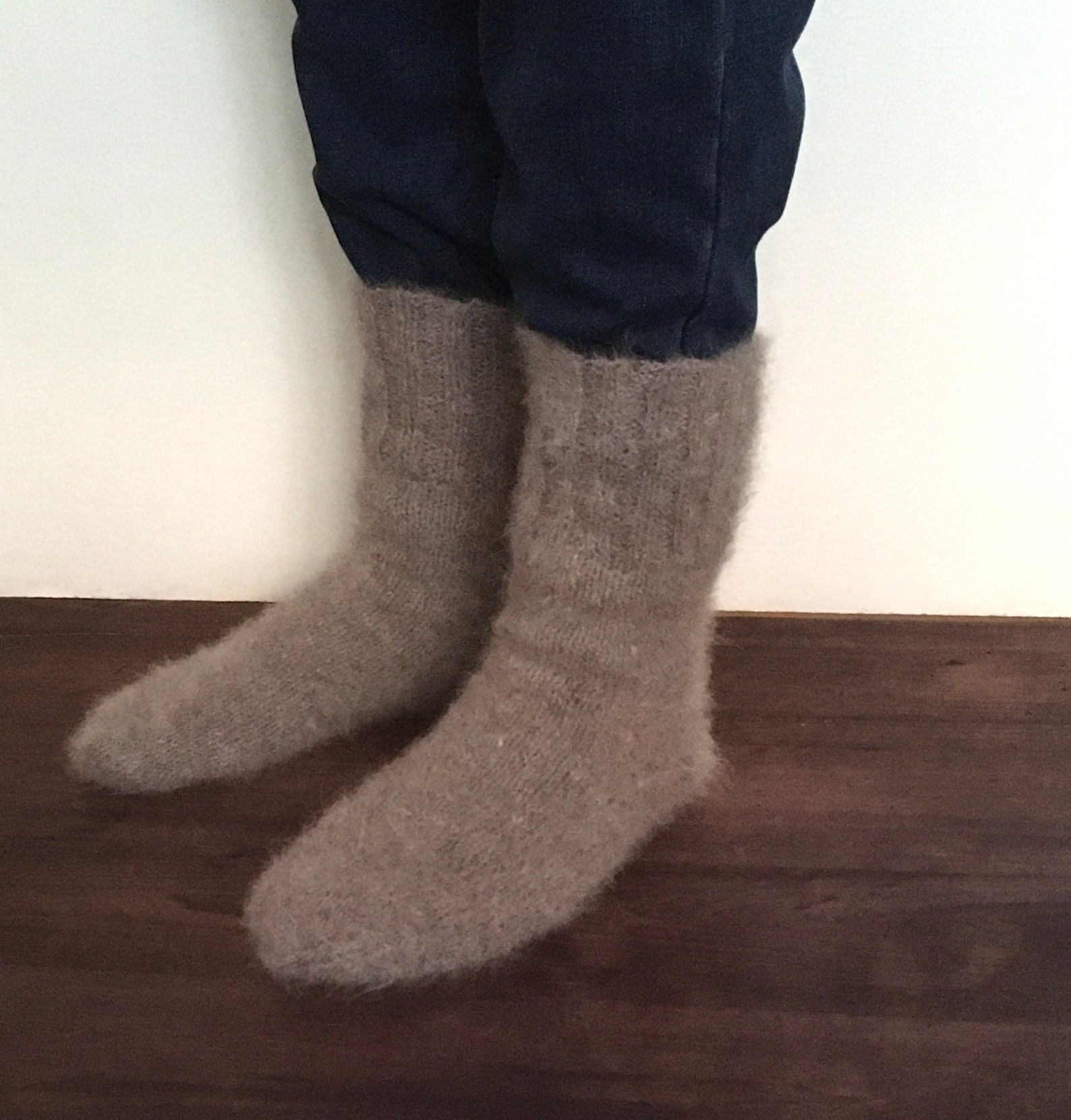 Dog hair socks Thick high wool socks for men Loose fitting Etsy