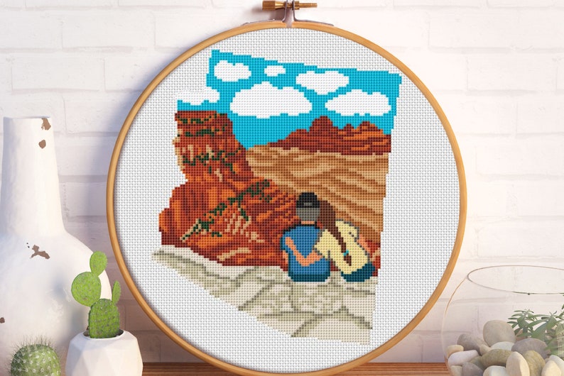 Arizona State Cross Stitch Pattern Grand Canyon Cross Stitch Etsy