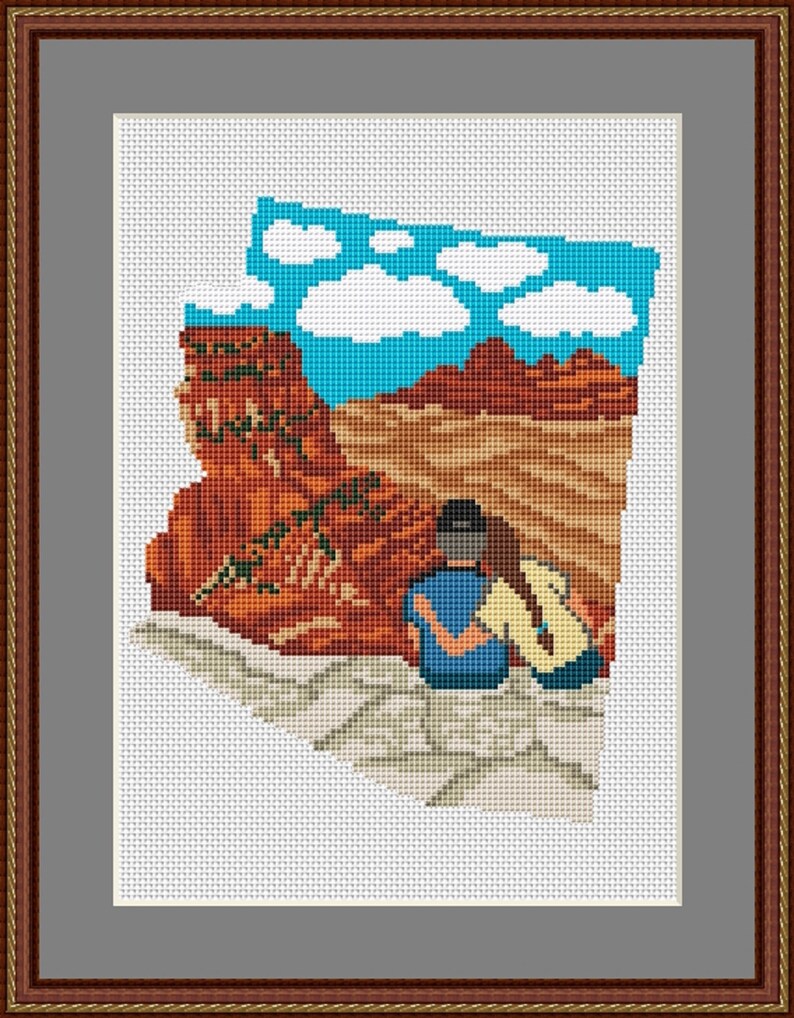 Arizona State Cross Stitch Pattern Grand Canyon Cross Stitch Etsy