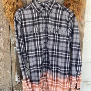 Duża, wybielona flanela w stylu vintage, unisex