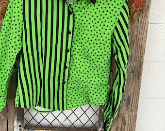 Vintage Green and Black Western Shirt