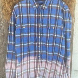 Duża, wybielona flanela w stylu vintage, unisex