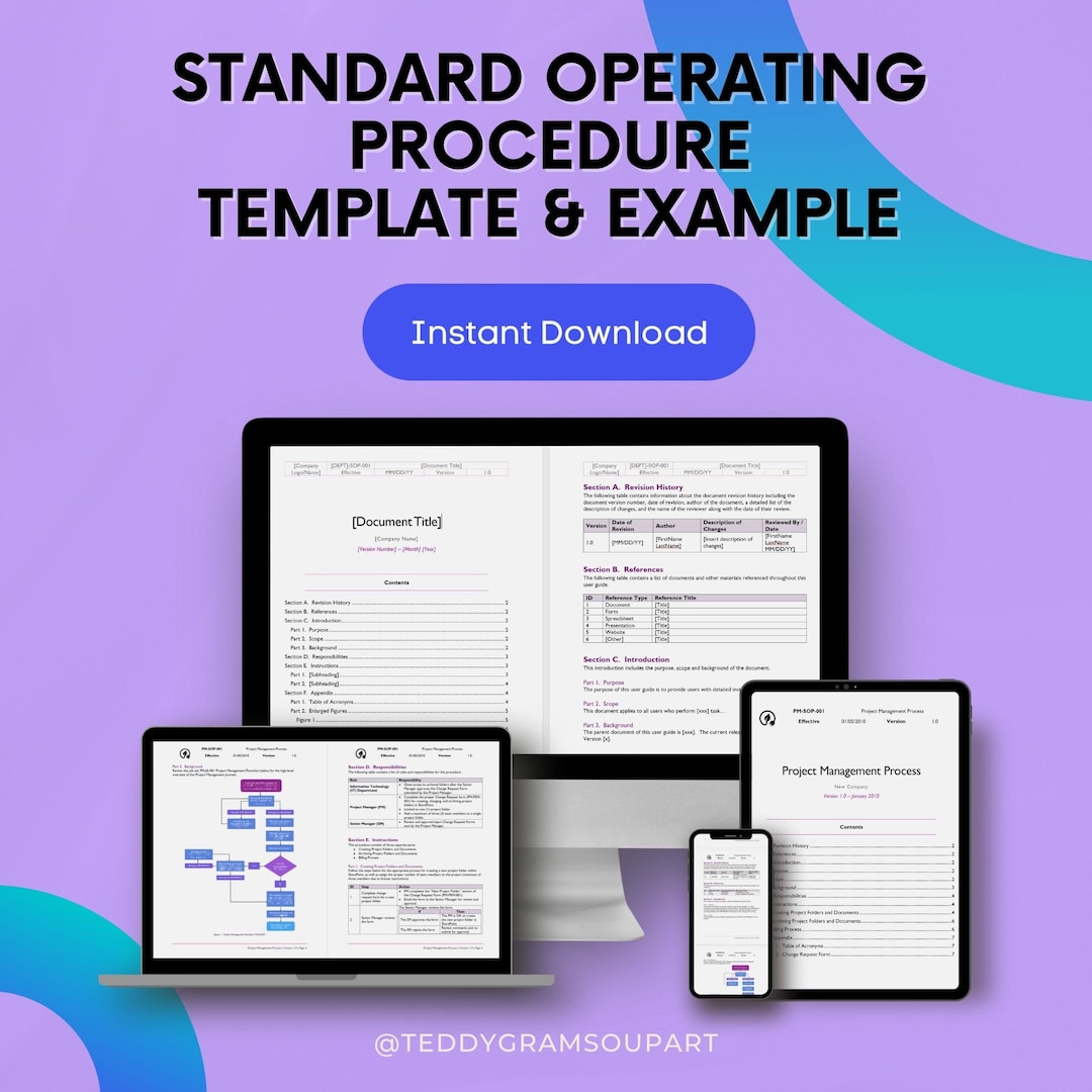 Standard Operating Procedure Template SOP Template - Etsy
