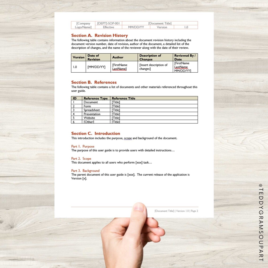 Standard Operating Procedure Template SOP Template - Etsy