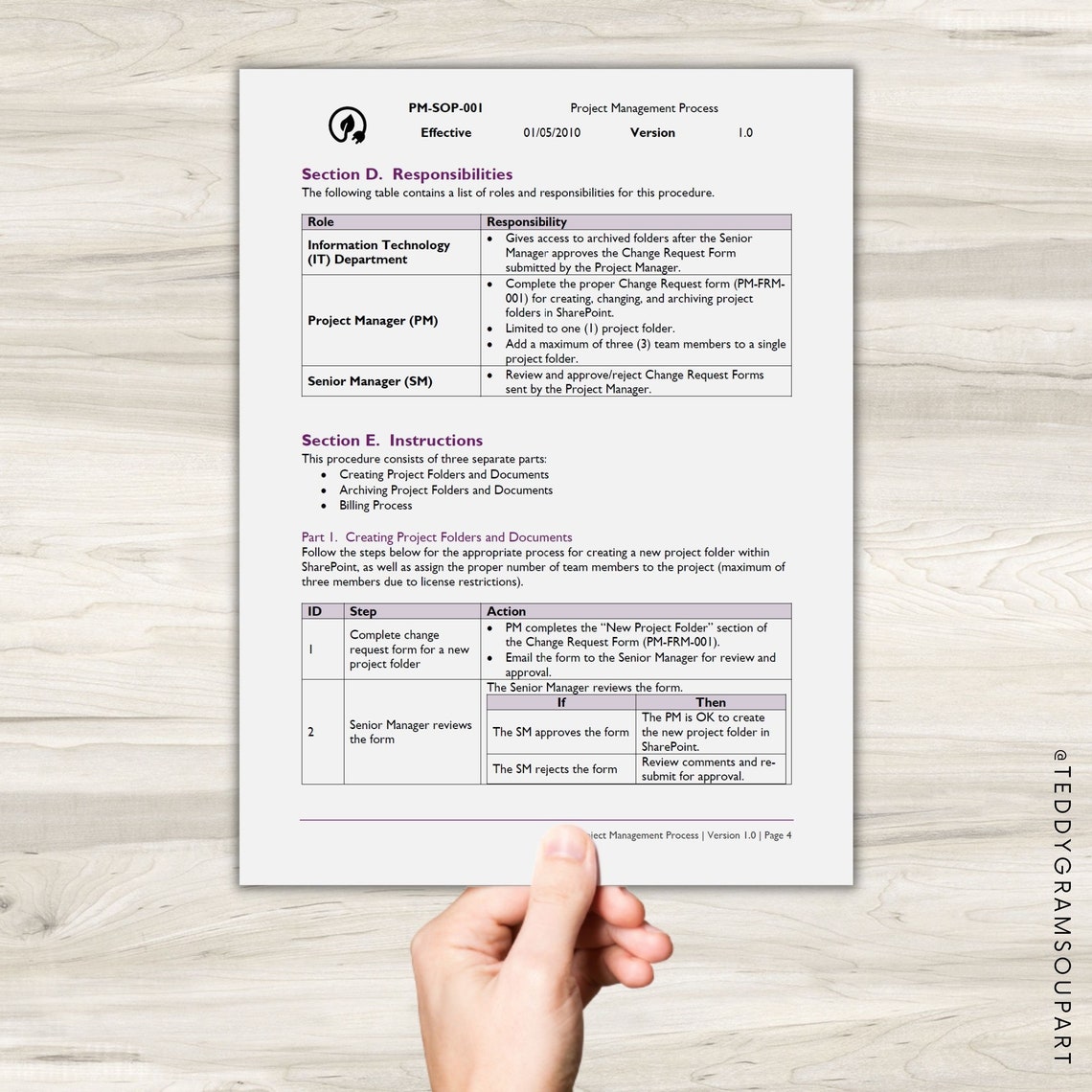Standard Operating Procedure Template SOP Template - Etsy