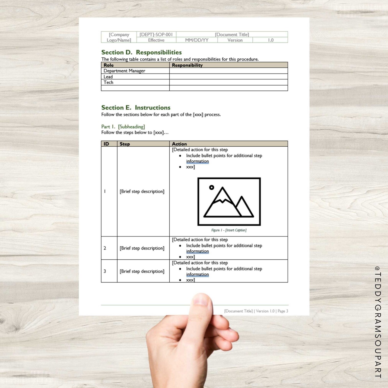 Standard Operating Procedure Template SOP Template - Etsy