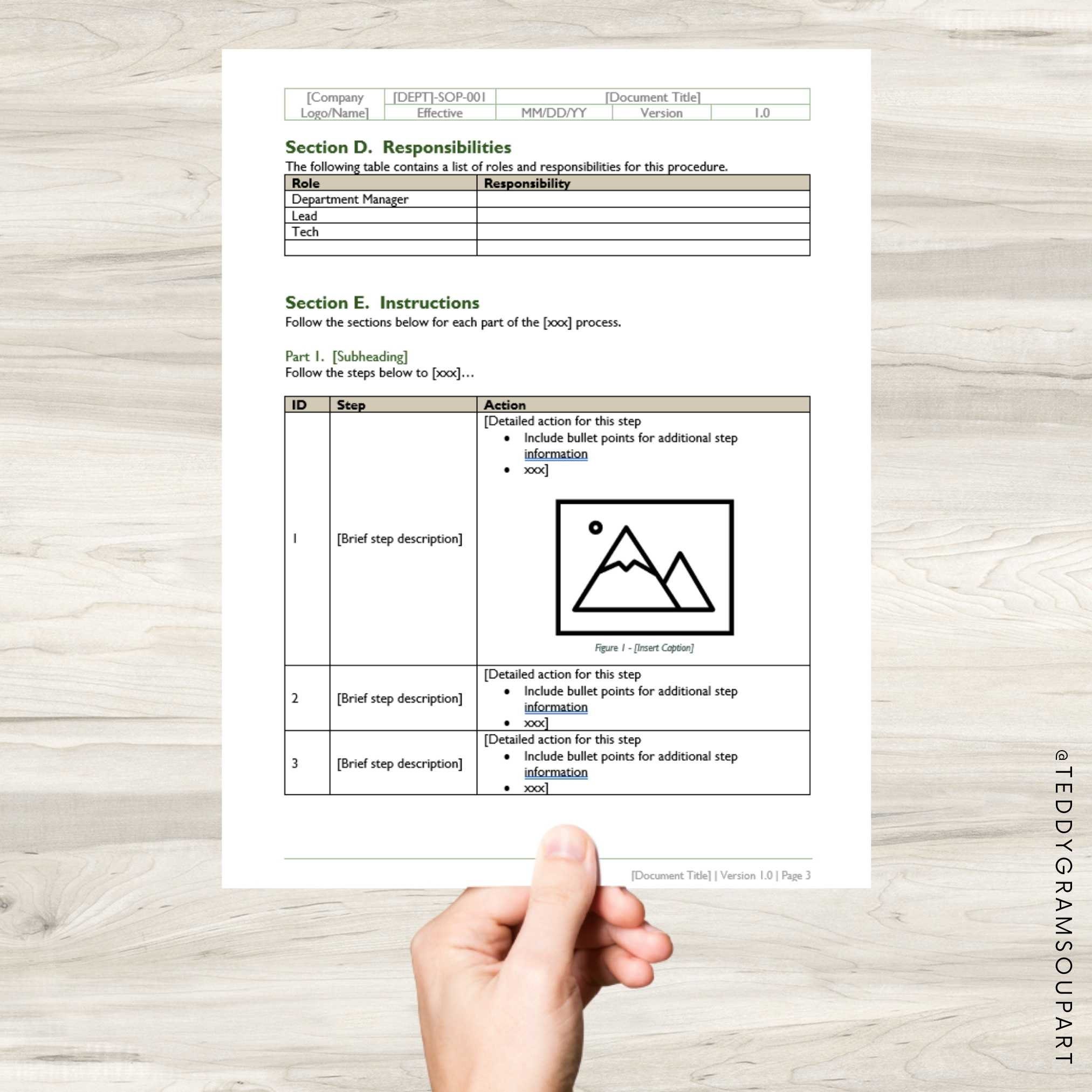 Standard Operating Procedure Template SOP Template - Etsy