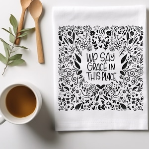 Kitchen Towel Sublimation Design Say Grace Vintage Tea Towel Christian Png Vintage Sublimation Design Retro Kitchen Digital Download no svg