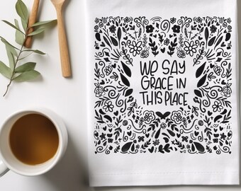 Say Grace Kitchen Towel Sublimation Design: Christian PNG (Digital Download)