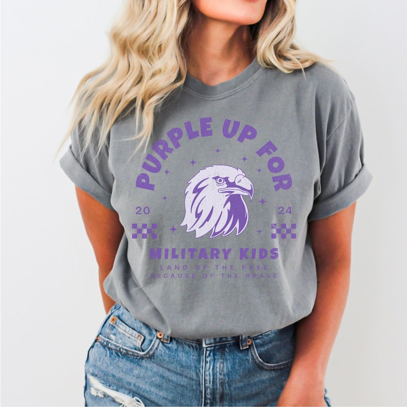 Purple Up Military Child PNG: April Shirt Design (18 Files) image 10