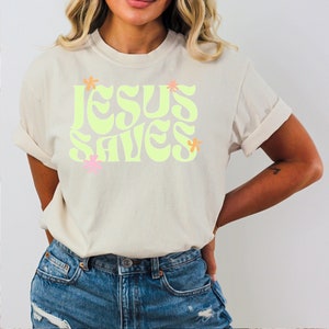 Jesus Saves Png Christian Sublimation Retro PNG File Vintage Christian Shirt Trendy Women&#39;s Christian Png No svg  Kids Jesus Sublimation