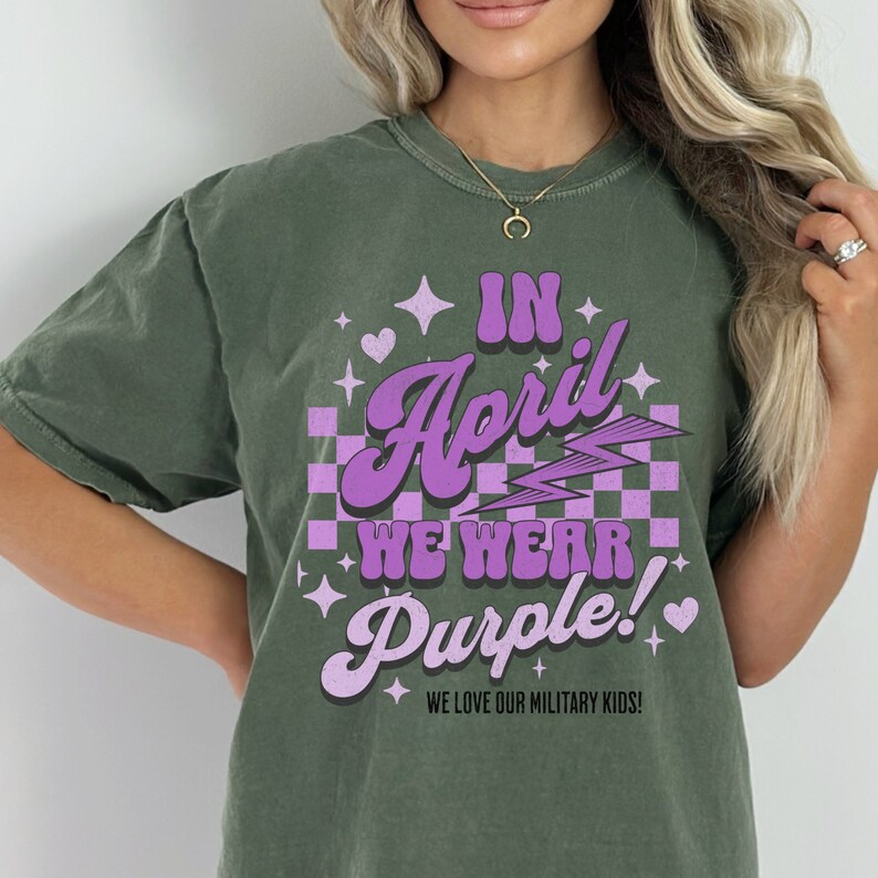 Purple Up Military Child PNG: April Shirt Design (18 Files) image 2