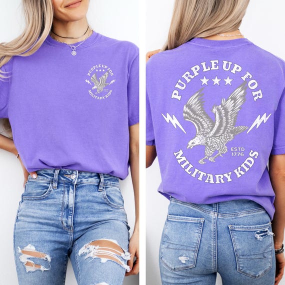 Purple Up Military Kids Shirt Design (PNG File)