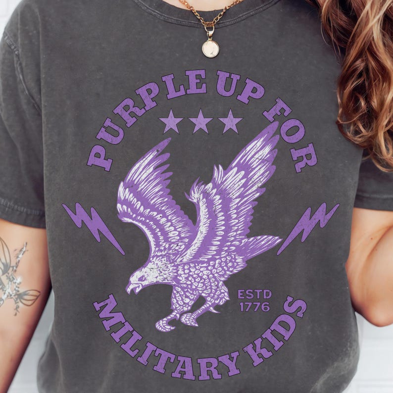Purple Up Military Kids Shirt Design (PNG File) image 4