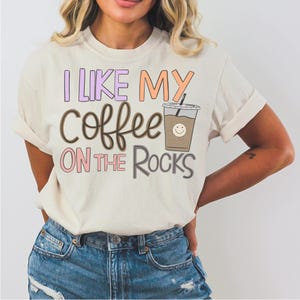 I Like My Coffee On The Rocks PNG. Popular PNG file. Iced Coffee. Trendy PNG. Cute Iced Coffee Png.  Coffee Addict Design. Hand drawn Png.
