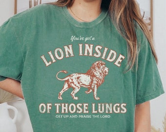 Vintage Christian Lion Shirt Design: Distressed PNG (Digital Download)