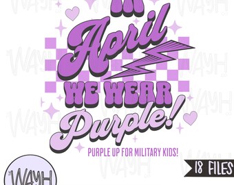 Purple Up Military Child PNG : modèle de chemise d'avril (18 fichiers)