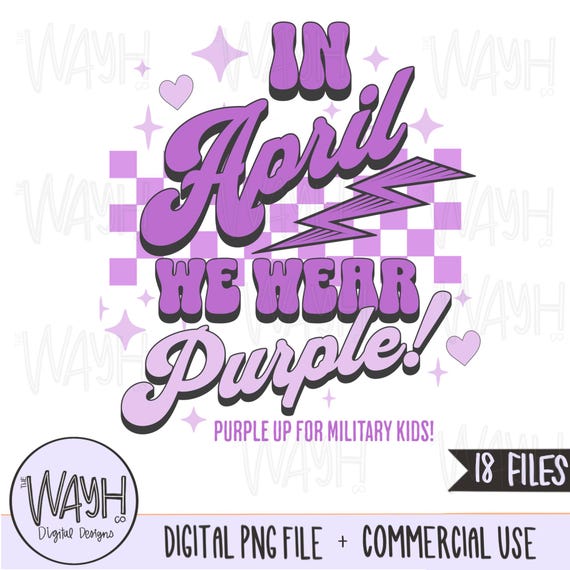 Purple Up Military Child PNG: April Shirt Design (18 Files)