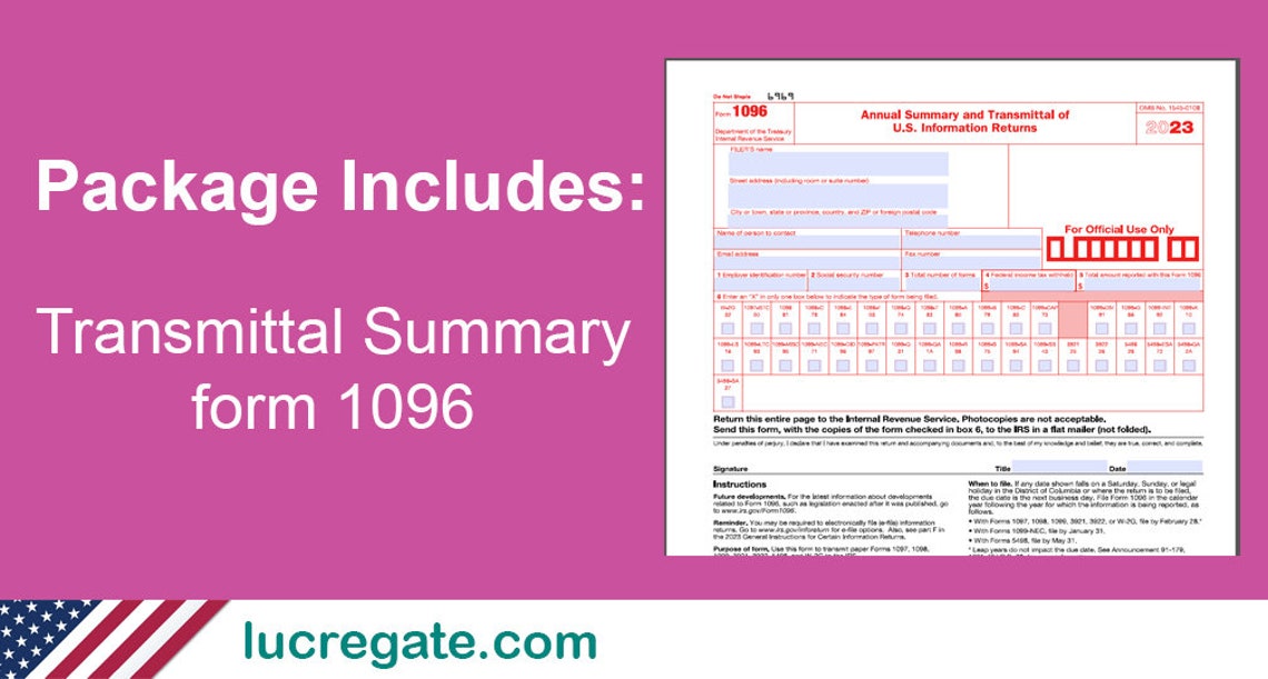 1099-MISC/1096 IRS Copy A - 2023 Form Print Template for Word and PDF ...