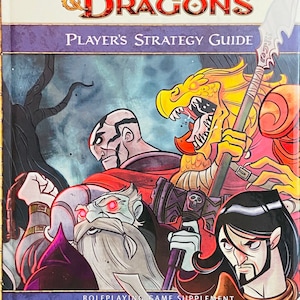 Peut inclure: Un guide de stratégie du joueur "Donjons & Dragons" à couverture rigide. La couverture présente une illustration fantastique avec un dragon, des guerriers et le texte "Donjons & Dragons" en rouge et or. Le livre est un supplément de jeu de rôle.