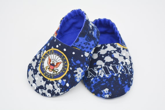 navy baby booties
